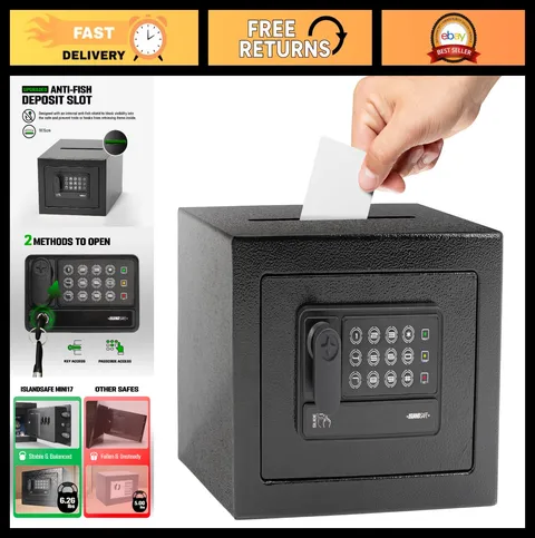 Compact Digital Safe Box with Keypad & Manual Override - 0.2 Cu Ft Security Stor