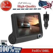 1296P 4" Dual Lens HD Car DVR Rearview Video Dash Cam Recorder Camera Display