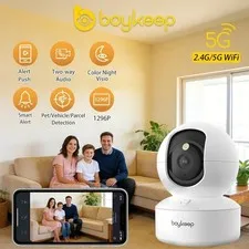 2K Smart WiFi Security Camera Dual Band 5G 2.4GHz Indoor 360 PTZ Night Vision