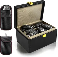 Faraday Box & 2 Faraday Bags for Car Keys, Key Fob Protector Anti-Theft Signal B