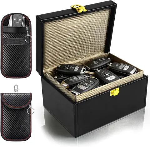 Faraday Box & 2 Faraday Bags for Car Keys, Key Fob Protector Anti-Theft Signal B