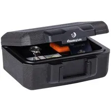 Portable Black Lock Box for Valuables Protection