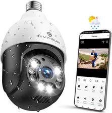 Light Bulb Security Camera Outdoor Waterproof 2.5K, 2.4Ghz Wireless Wifi Light S
