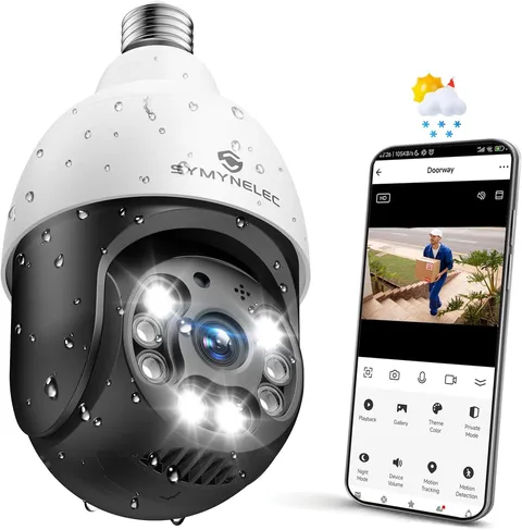 Light Bulb Security Camera Outdoor Waterproof 2.5K, 2.4Ghz Wireless Wifi Light S