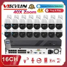 Vikylin 4K 16CH 16 POE CCTV System 360° 8MP 40X PTZ IP Camera Auto Tracking Lot