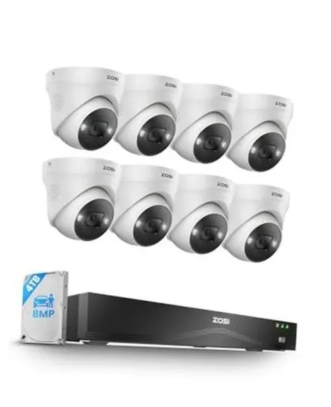 4K PoE Security Camera System,16 Port 32CH 8MP NVR with 4K PoE-16CH+8Cam+4TB