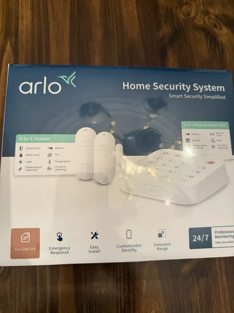 Sealed Arlo Home Security System with Wired Keypad Sensor Hub, 5 8-in-1 Sensors