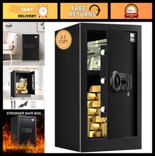 Large Fireproof Waterproof Safe Box 2.2 Cuft - Keypad Lock, Steel Security Cabin