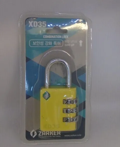 [ZARKER XD35] Padlock- 3 Digit Combination Lock for Gym, Sports, School Yellow 