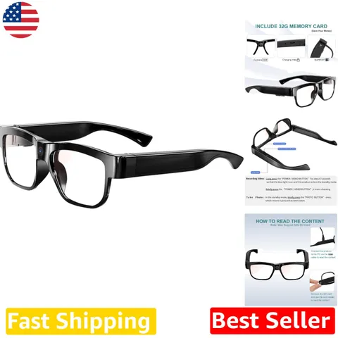 HD Video Camera Glasses 32GB 720p Smart Wearable Eyewear Outdoor Sport USB