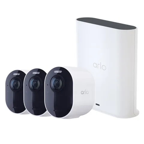 Arlo Ultra Security Camera 4K (3Rd Gen), 3-Pack, White with Smart Hub