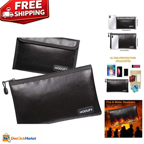 Stylish Fireproof Zipper Bags - Small 10.6"x6.7" & 5"x8" Options Available