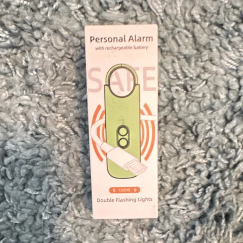 Personal Safety Alarm 130dB, Double Flashing Lights, Rechargeable, Purple