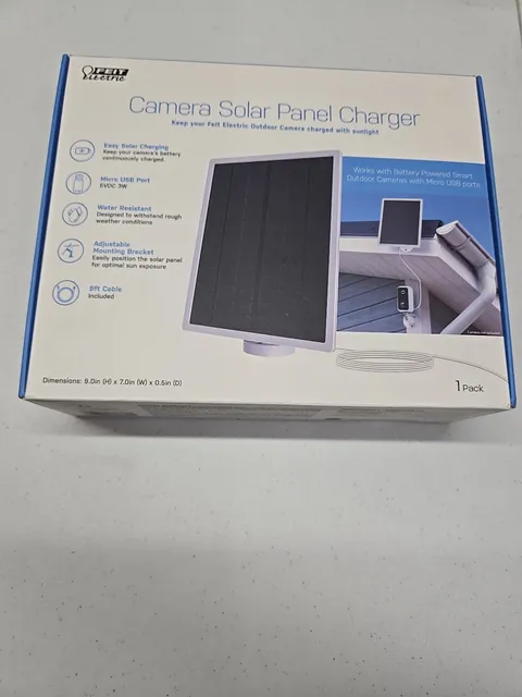 Feit Electric Solar Panel Charger For Security Cameras. New In Sealed Box.