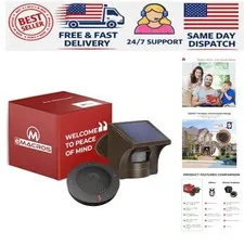 Non-APP Wireless Driveway Alarm — 1/2 Mile Solar Motion Sensor with Plug-in R...
