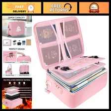Fireproof Document Box with Lock, Portable Waterproof File Organizer for Papers,