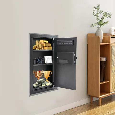 25.59" Tall Wall Safe Steel Wall-mounted Safe w/ Keys Hidden Wall Safe for Home