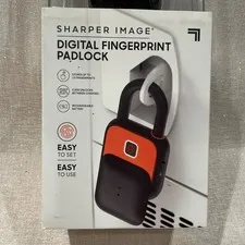 Sharper Image DIGITAL FINGERPRINT PADLOCK Black. Security Finger Lock Unlock new