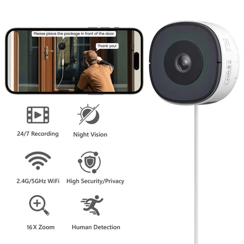 Wansview 2K Window Security Camera Color Night Vision WiFi 2.4/5GHz Indoor Mount