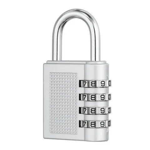 Combination Padlock (Medium, Silver), 3-Digit Shackle Code Locks