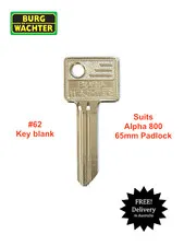 Genuine Burg Wachter Key Blank-Suits Alpha 800 Padlock