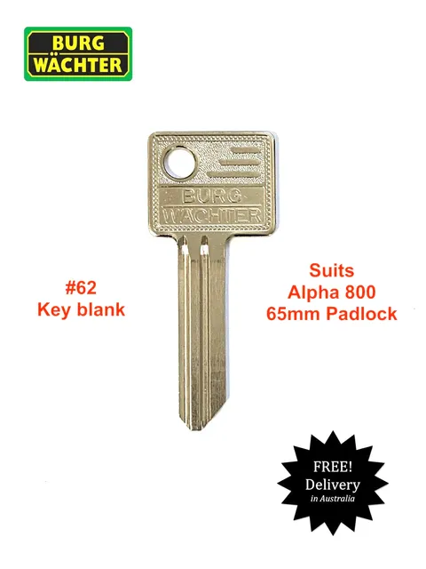 Genuine Burg Wachter Key Blank-Suits Alpha 800 Padlock