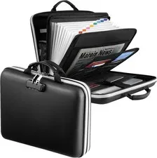  5200℉ Fireproof File Organizer with Combination Lock, Hard Shell Multi-pocket 