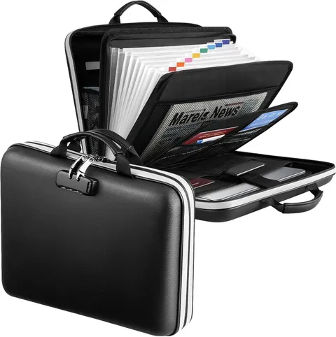  5200℉ Fireproof File Organizer with Combination Lock, Hard Shell Multi-pocket 