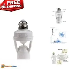 Adjustable Motion Sensor Light Socket for E26 Bulbs - Auto On/Off Night Control