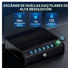 Biometric Fingerprint Digital Safe Lock Box w/ Keypad, 2 Keys, Black