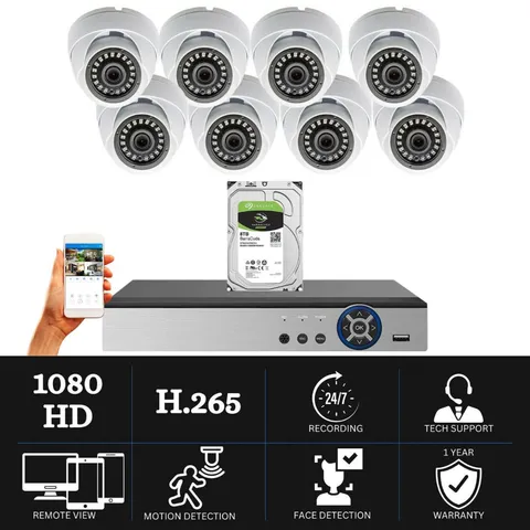 Evertech Indoor Outdoor 1080P 8 Channel CCTV Security Camera System 8TB HDD