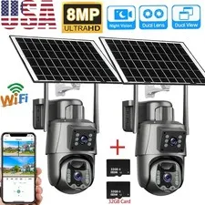 Solar Battery Powered Wireless Outdoor Home Security WiFi Camera System Pan/Tilt