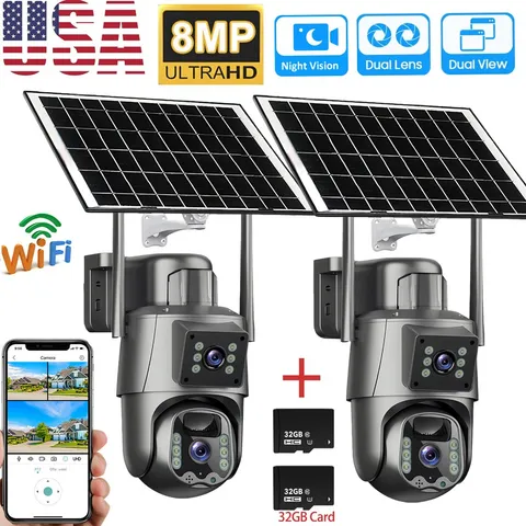 Solar Battery Powered Wireless Outdoor Home Security WiFi Camera System Pan/Tilt