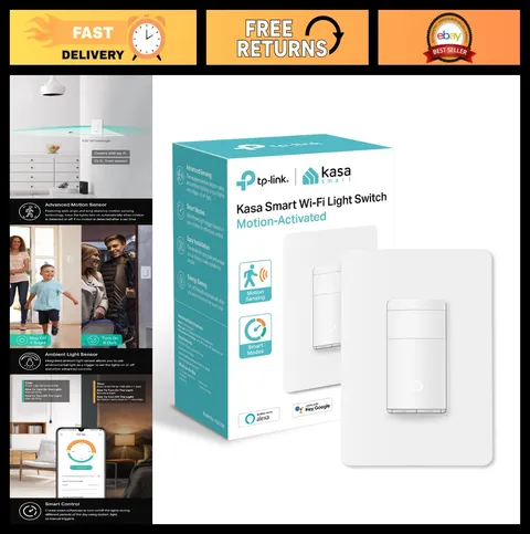 Smart WiFi Motion Sensor Light Switch, Single Pole, Neutral Wire, Alexa & Google