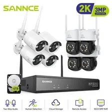 SANNCE 3MP Wireless Pan&Tilt Color Security Camera System 10CH NVR Two-Way Audio