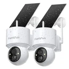 2K Solar Cameras Wireless Outdoor, 360°PTZ Battery Powered Cameras for Home ,...