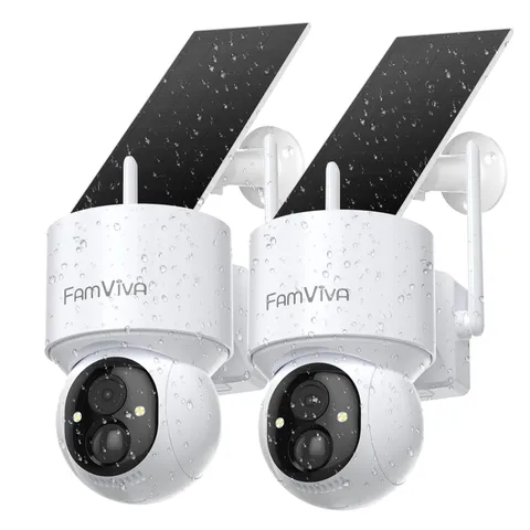 2K Solar Cameras Wireless Outdoor, 360°PTZ Battery Powered Cameras for Home ,...