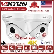 Vikylin 8MP 4K POE IP Camera Full Color Dual Light IP67 Human Vehicle Detection