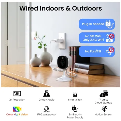 Crystal 2K Color Night Vision Security Camera 4-Pack