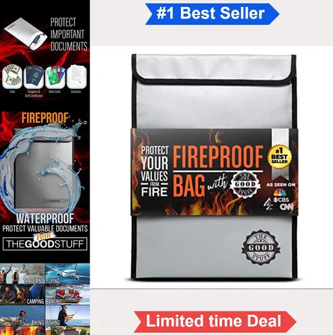 Fireproof Document Bag 15 x 11 Inch 2000F Rated Silicone Fiberglass Water