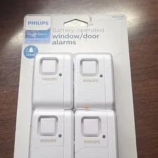 Philips Wireless Indoor Door/Window Alarms 4-Pack White Battery 120dB
