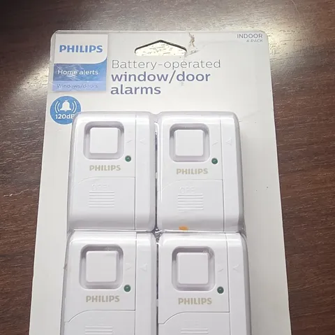 Philips Wireless Indoor Door/Window Alarms 4-Pack White Battery 120dB
