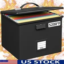Fireproof File Box Water Resistant Organizational Storage Documents & Valuables