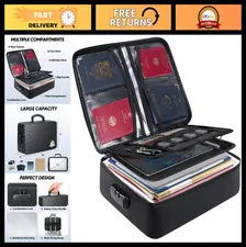 Fireproof Document Box with Lock | Waterproof Fire Safe File Bag for Storage