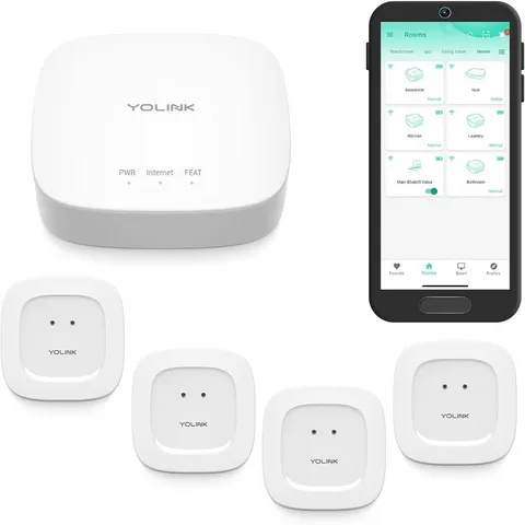 Water Leak Starter Kit Hub + 4 Leak Sensor 1 Silent LoRa Long-Range App SMS