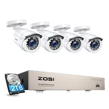 ZOSI 8CH 5MP Lite DVR 1080P Outdoor CCTV Security Camera System 2TB Home Alerts