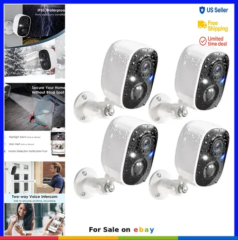Wireless Security Cameras Outdoor 4 Pack 2K Battery Powered Color Night Vision