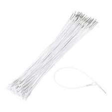 50Pcs Security Tags Lanyards Wire Loop (10", White), Steel Wire Cable Loop