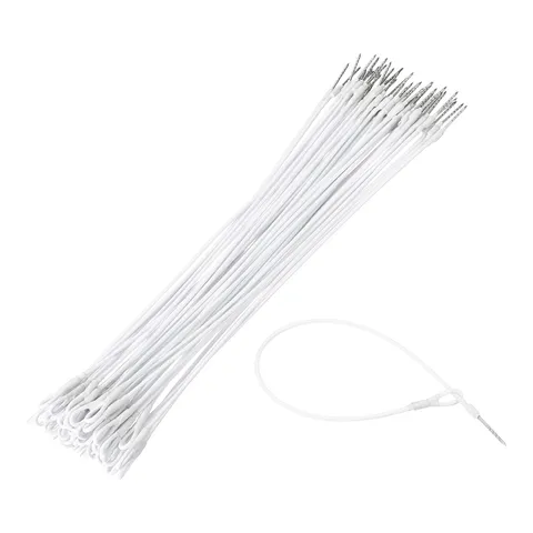 50Pcs Security Tags Lanyards Wire Loop (10", White), Steel Wire Cable Loop