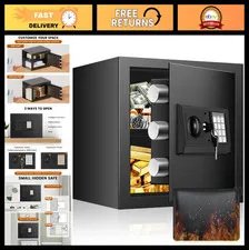 Home Safe Box 9.84'' H - Fireproof Waterproof, Digital Lock, Anti-Theft Security